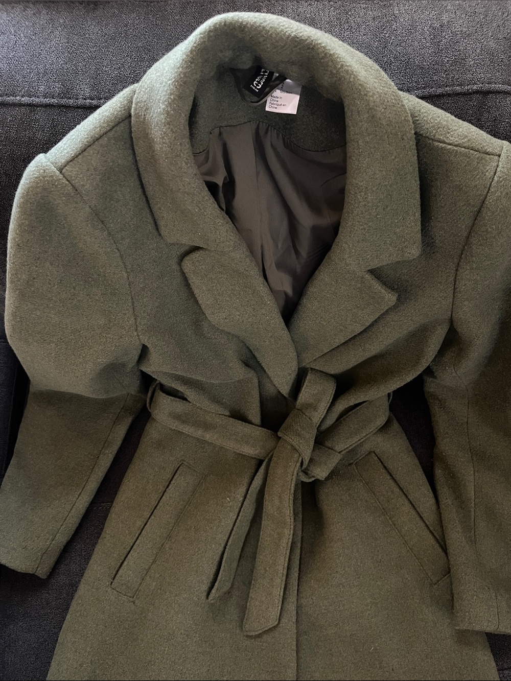 H&M Olive Green Belted Trench Coat